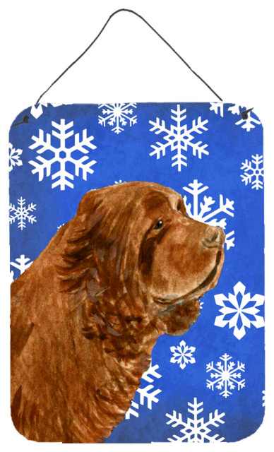 Sussex Spaniel Winter Snowflakes Holiday Wall Or Door Hanging Prints