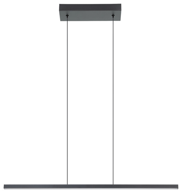 Amrisa 1-Light Linear LED Pendant, Black Finish, White Diffuser, 36"L