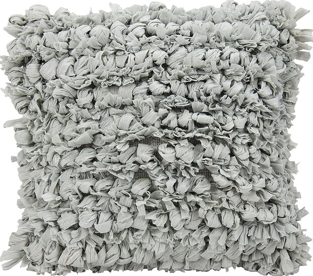 Mina Victory Loop Silver Shag Throw Pillow Contemporary