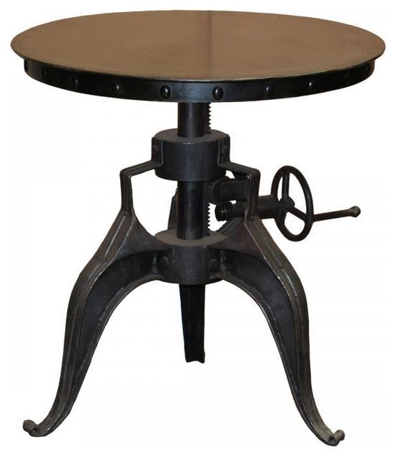 Elliot Black Industrial Crank Round Side Table 22" Industrial Side