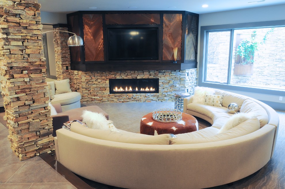 Inspiration for a contemporary family room in Indianapolis.