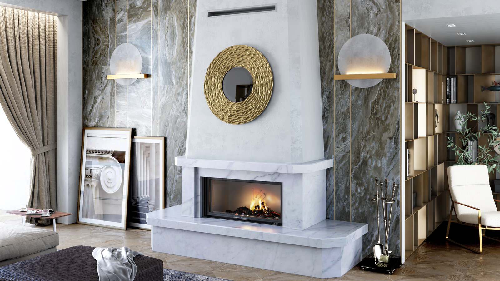 Топки серии HF 1100 (Stav). Широкоформатные дровяные камины.