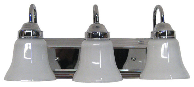 Chrome With Frosted With White Band Glass 3-Light Bath