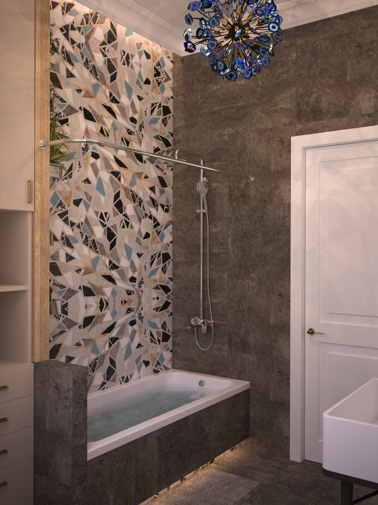 Сан. узел с окном в загородном доме