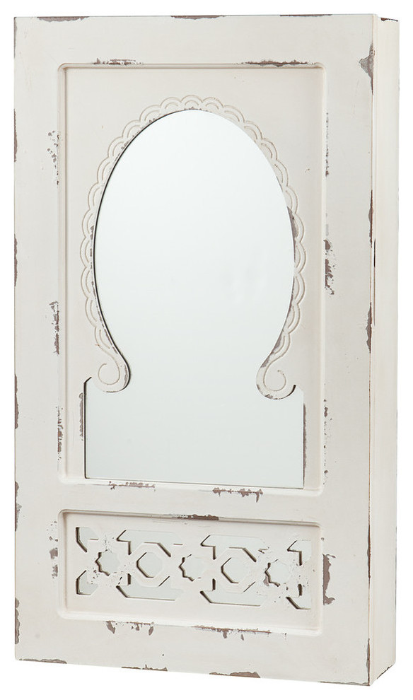 Listor Shabby Chic Wall Mount Jewelry Mirror Farmhouse Jewelry