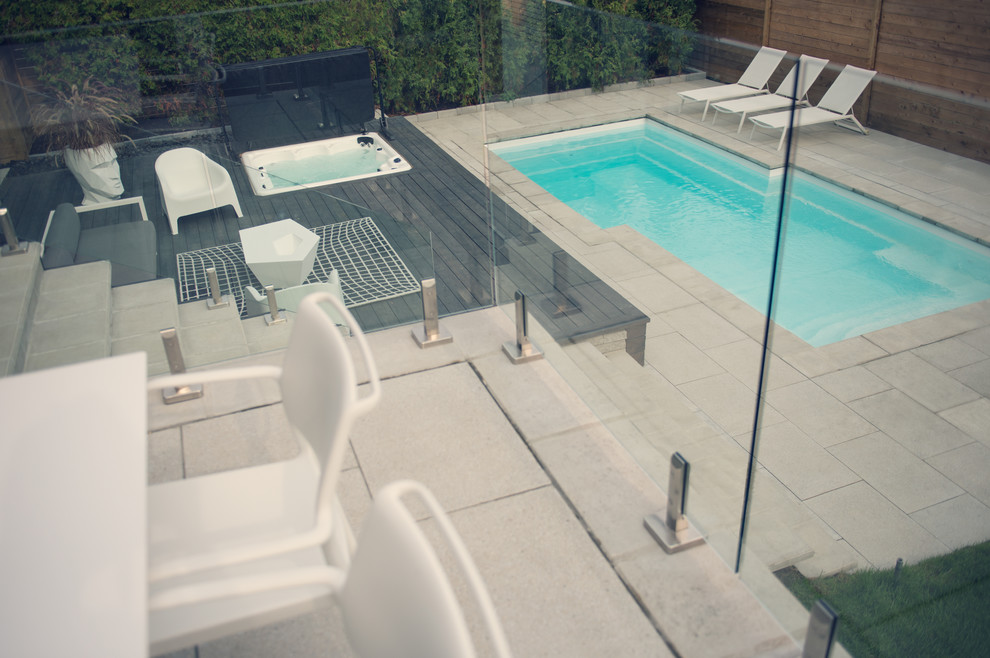 Modelo de piscina minimalista en patio trasero