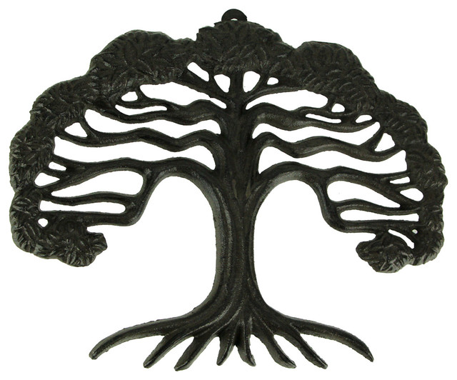 Rustic Brown Cast Iron Tree of Life Wall Sculpture Small