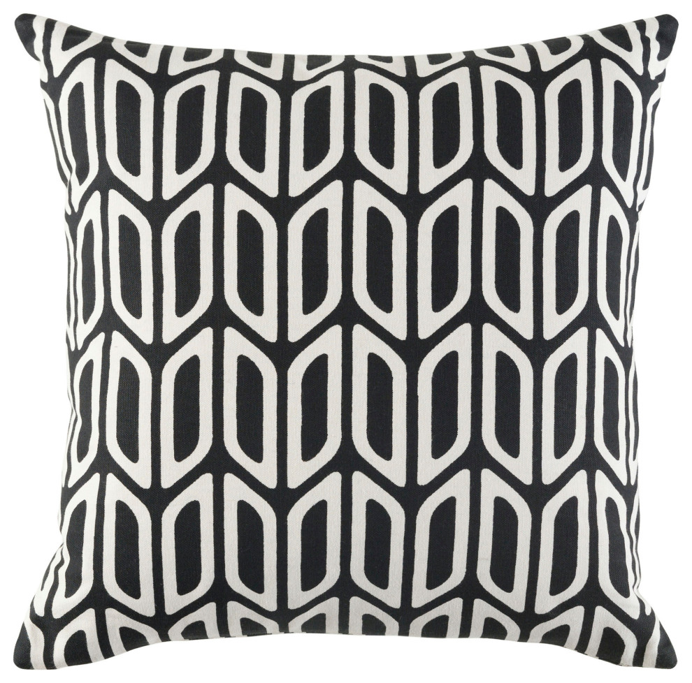 Surya Trudy Trud-7191 Black Pillow Shell With Down Insert 18"H X 18"W