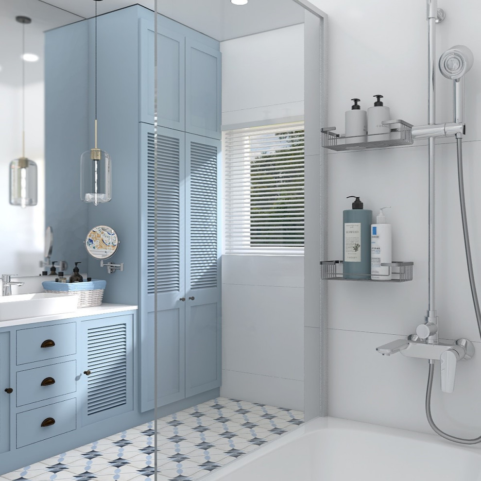 Ванная комната с нотками средиземноморского побережья