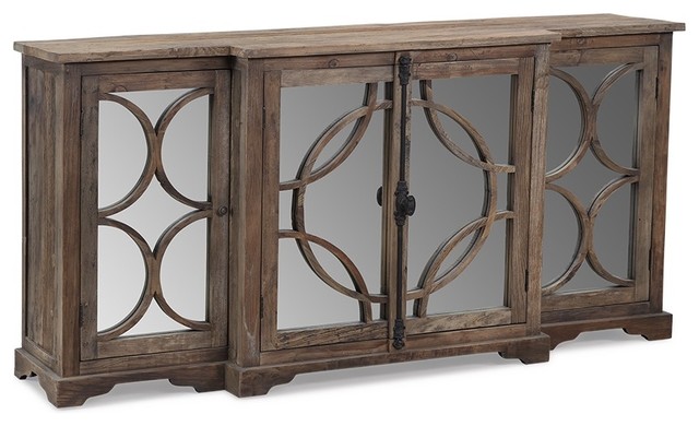 Ainsworth Reclaimed Wood Sideboard With Mirrored Doors Traditional Ainsworth Reclaimed Wood Sideboard With Mirrored Doors