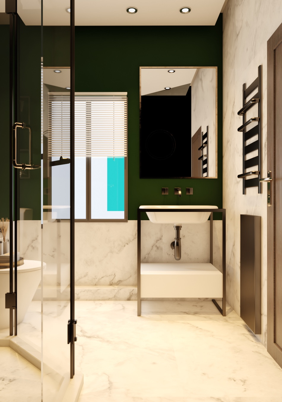 Green + Marble + Black En-suite