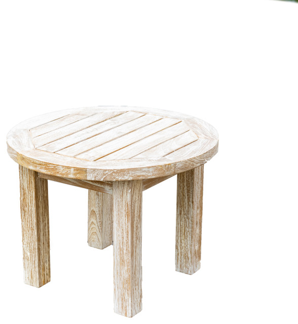 Pavilion Round Teak Outdoor Side Table Farmhouse Outdoor Side