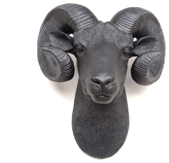 Resin Ram Head Wall Mount Wall Sculptures by Near and Deer