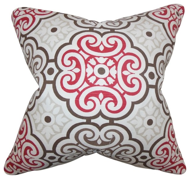 Nascha Geometric Pillow Red Blue 18"x18"
