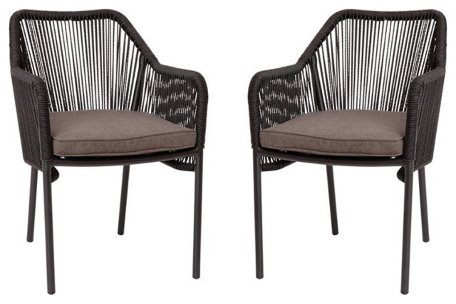 Flash Furniture Kallie Stacking Aluminum Club Chairs in Black/Gray (Set of 2)