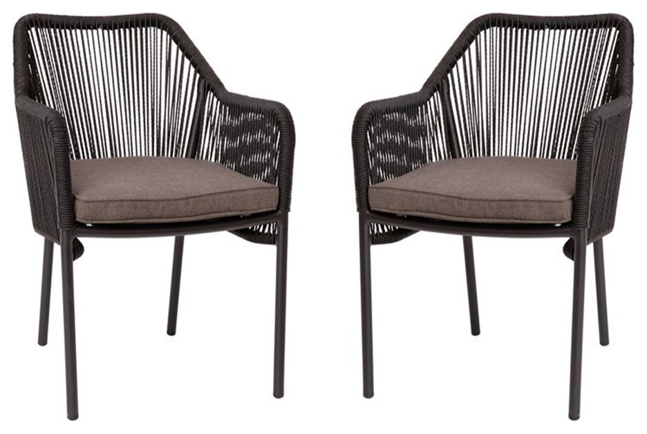 Flash Furniture Kallie Stacking Aluminum Club Chairs in Black/Gray (Set of 2)