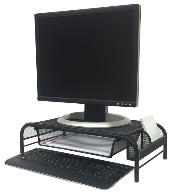 Mind Reader Raise Metal Mesh Monitor Stand With Drawer Black Mind Reader Raise Metal Mesh Monitor