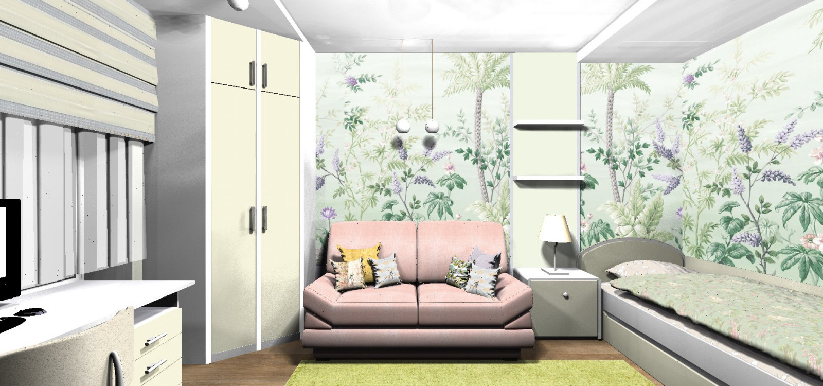 Два цветовых варианта. Детская для маленькой и очень позитивной девочки)