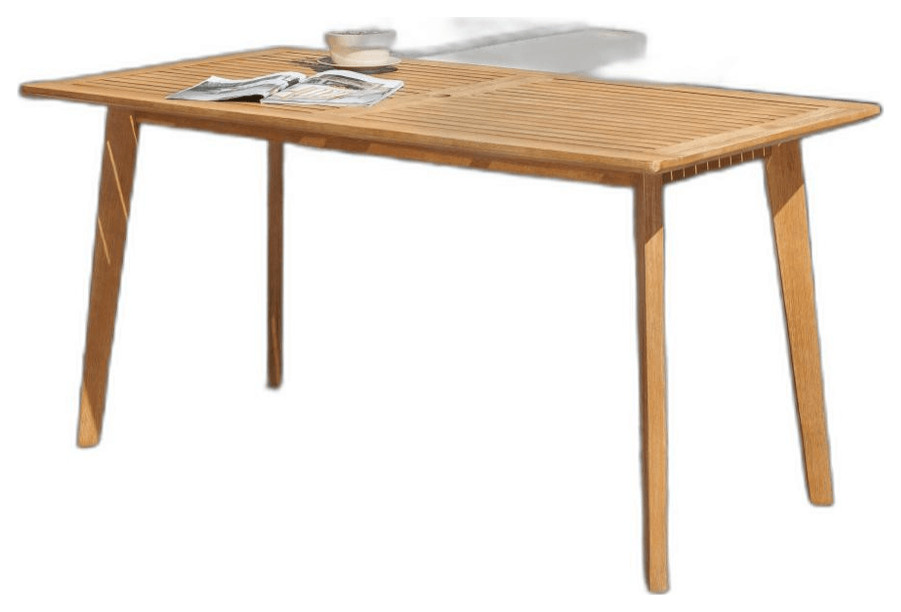 Natural Wood Dining Table with Slatted Top Rustic Outdoor Dining