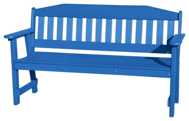Phat Tommy All Weather Outdoor Bench - 5 ft Garden Bench with Back, Blue