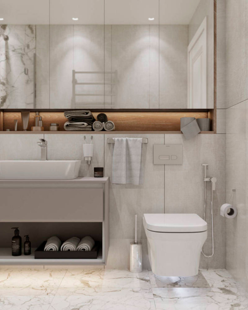 Gray-pink interior. Apartment in St. Petersburg in the neoclassical style