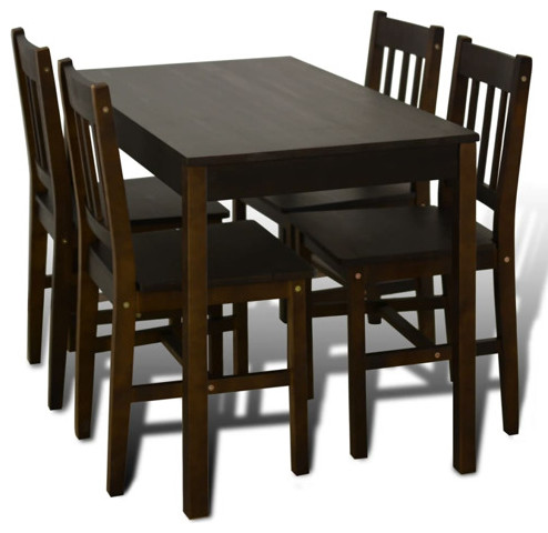 vidaXL Dining Table and Chair Dining Set Dinner Table with 4 Chairs Brown