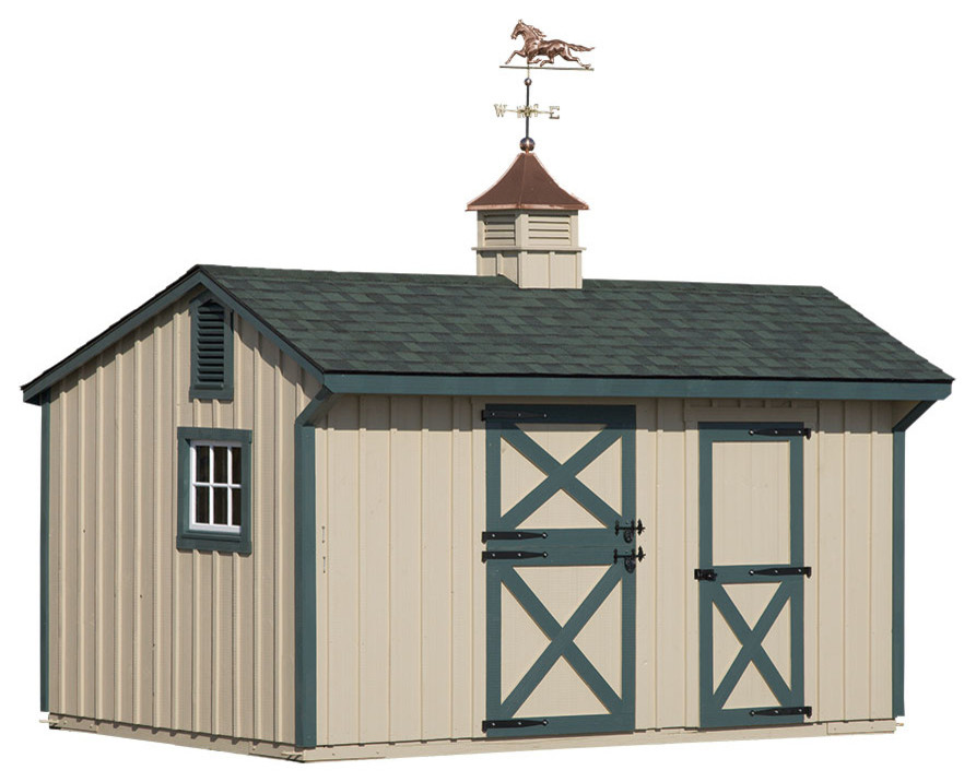 1 Stall 1 Tack Room Shed Row Horse Barn With Cupola And Horse