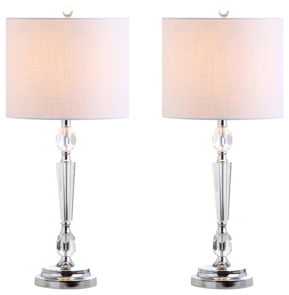 Victoria 27" Crystal Table Lamp, Set of 2, Clear