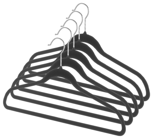 Whitmor Black Flocked Plastic Emaker Suit Hangers 5 Count Whitmor Black Flocked Plastic Emaker Suit Hangers 5 Count