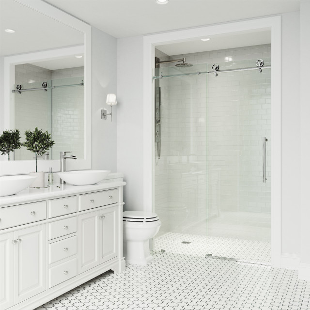 VIGO Elan Cass Aerodynamic 44" to 48" W x 76" H Frameless Sliding