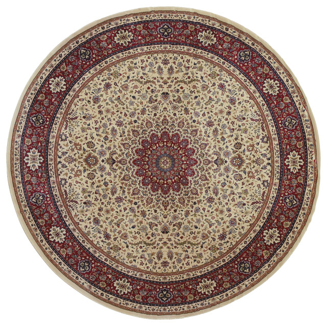 Aiden Traditional Vintage Inspired Ivoryred Rug Round 8 Round Traditional Area Rugs By 5627