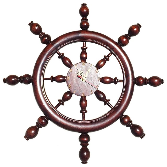Captain S Wheel Clock Beach Style Wall Clocks By Uber Bazaar