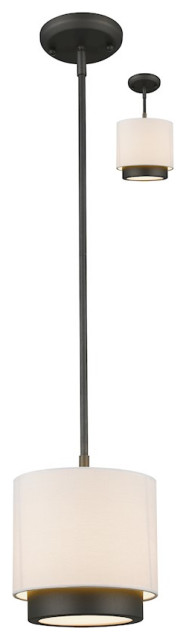 Z-Lite Jade 1 Lt Convertible Mini Pendant, Factory Bronze, White Linen ...