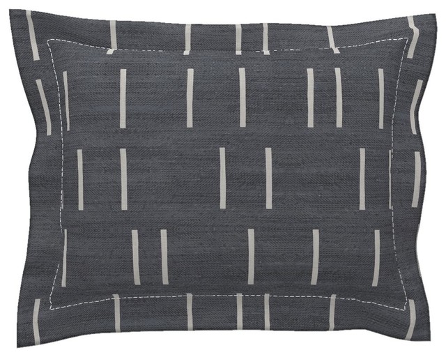 Denim Line Mud Cloth Large Texture Cotton Pillow Sham