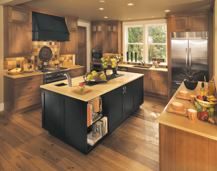 Example of a transitional kitchen design in Denver