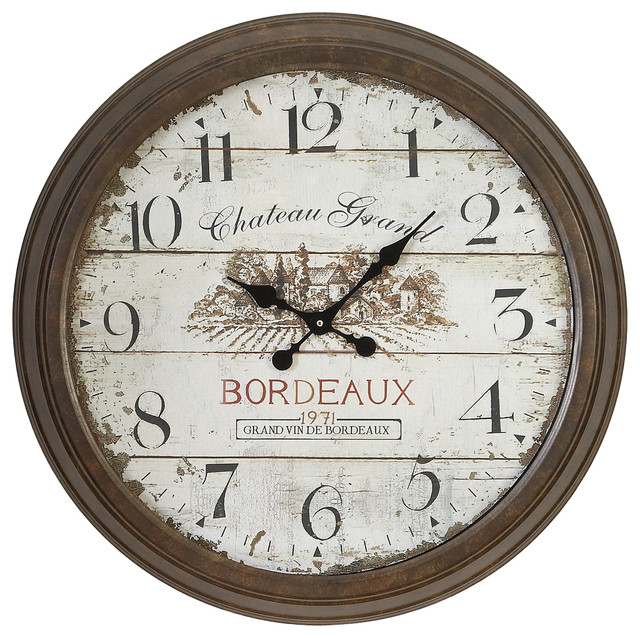 French Country Metal Wall Clock, MultiColor Traditional Wall
