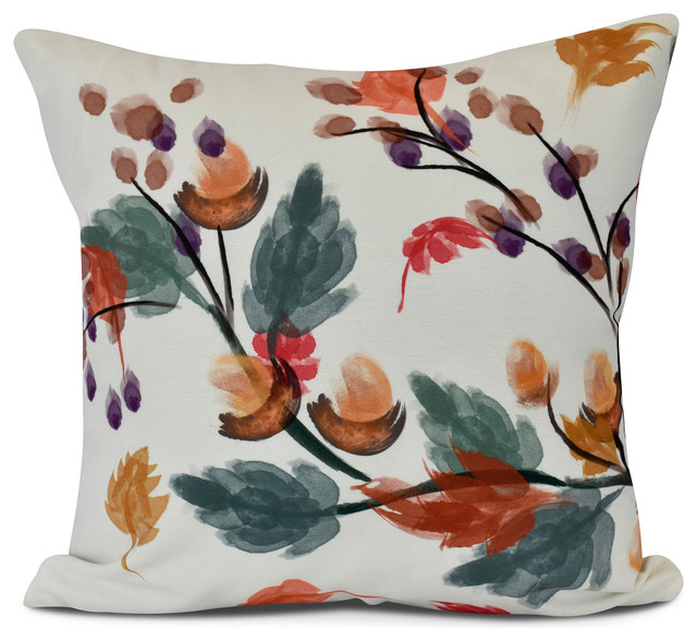 Acorn Floral, Floral Print Indoor/Outdoor Pillow, Rust ... Acorn Floral, Floral Print Indoor/Outdoor Pillow, Rust ...