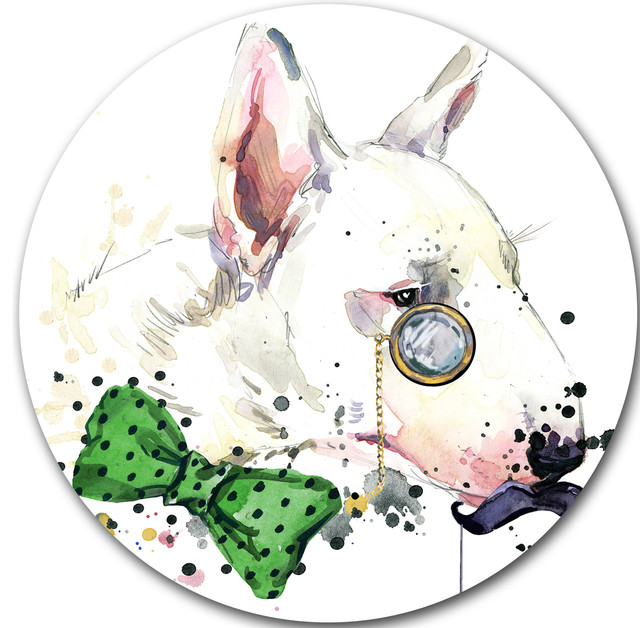 Bull Terrier Dog, Animal Disc Metal Wall Art - Contemporary - Metal