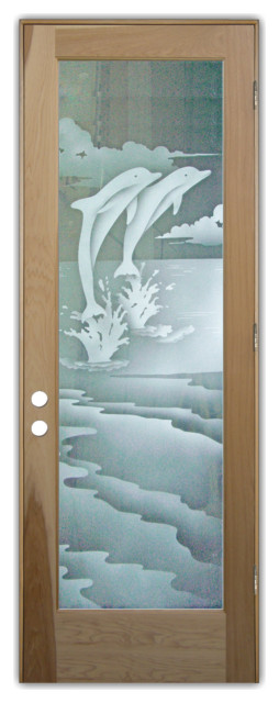 Front Door - Dolphins Leaping - Fiberglass Smooth - 30" x 80" - Book/Slab Door, 36" (3/0) x 84 ...