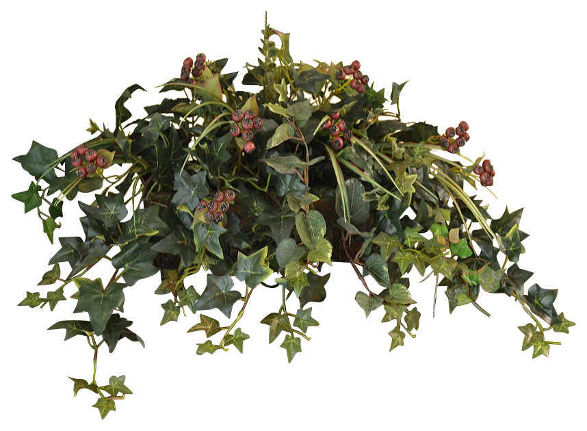 Mixed Ivy and Berry Silk Ledge Plant Traditional Artificial Flowers