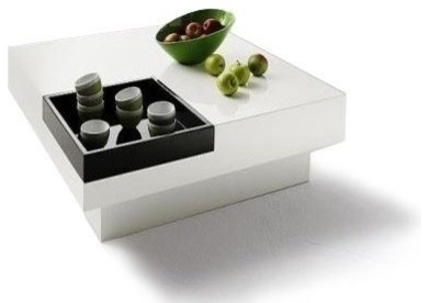 Contemporary Black and White Square Coffee Table Kio