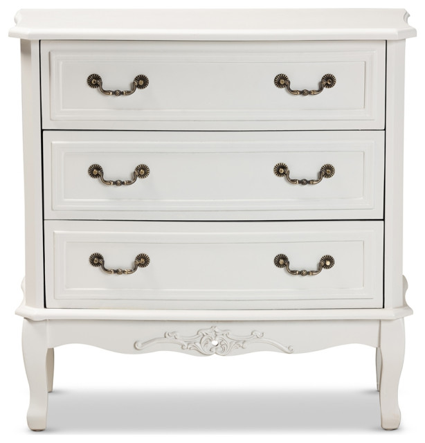 Traditional French Country Provincial White-Finished 3-Drawer Wood ...