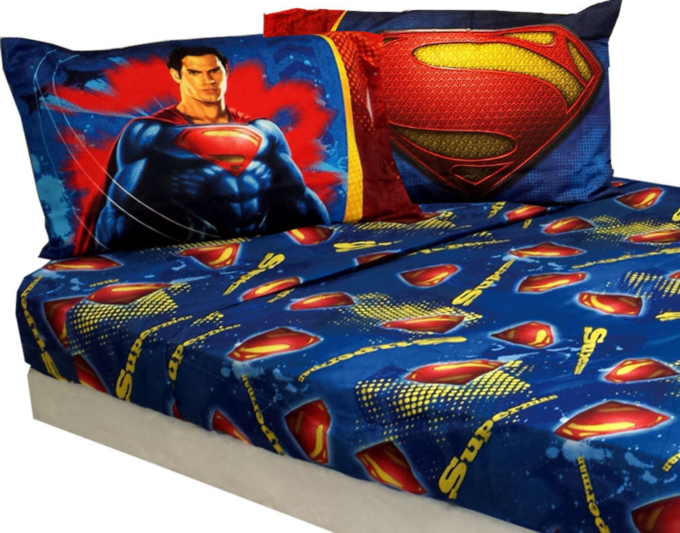 Superman Sheet Set Super Steel Bedding Accessories Contemporary