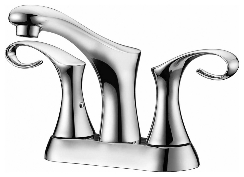 Dawn 2-Hole, 2-Handle Faucet For 4" Centers, Chrome, Pull-Up Drain With Lift Rod
