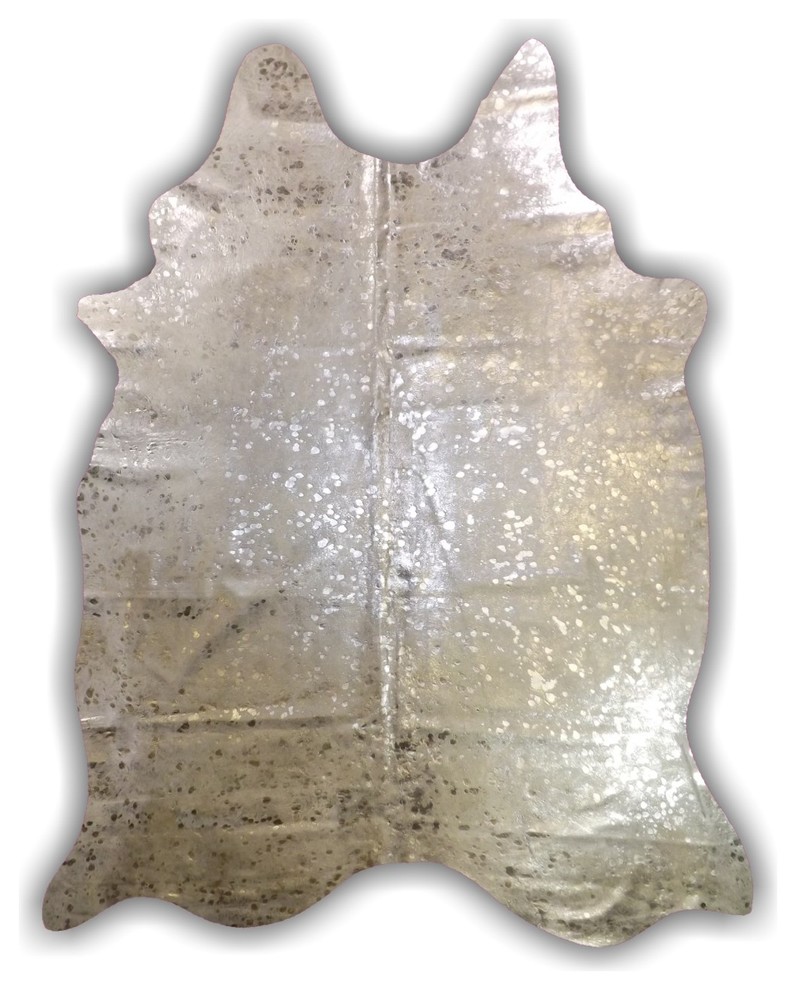 Silver Hide Devore Metallic Brazilian Cowhide Rug Contemporary
