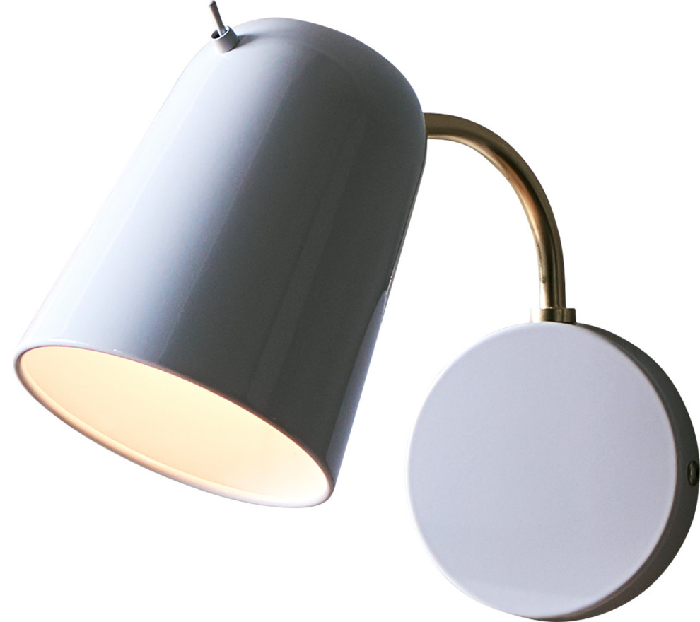 Dobi Wall Lamp, White, Brass
