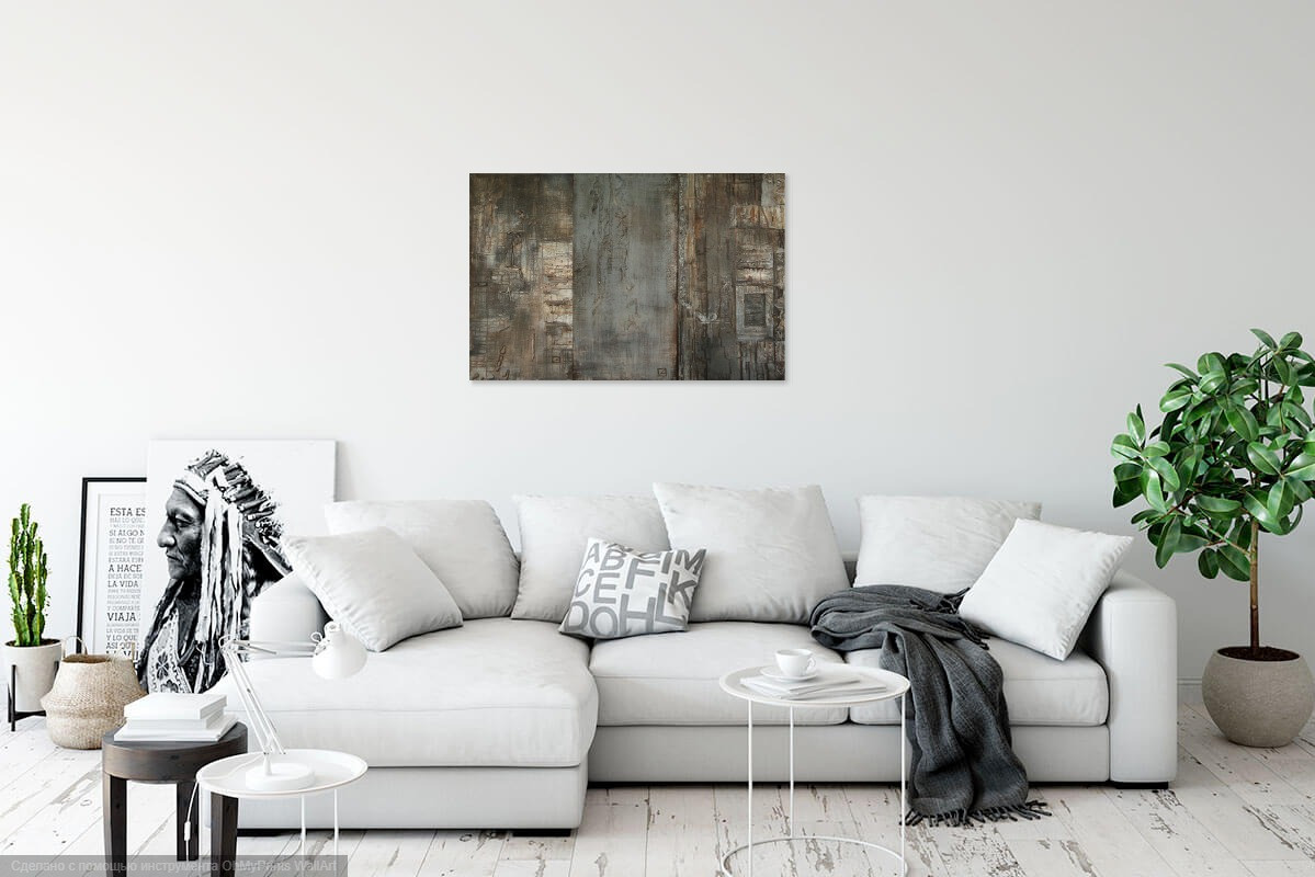 "Рустика в серых тонах" холст акрил из 3-х частей