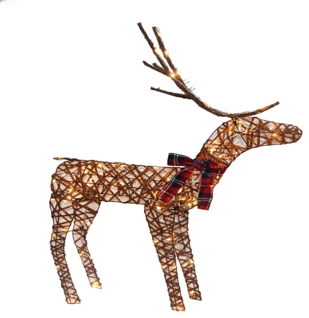 47" LED Lighted Standing Rattan Reindeer Outdoor Christmas Decoration