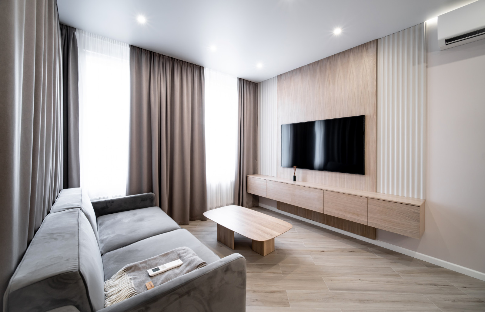 Modern living room with tv area London.new build interior ideas uk