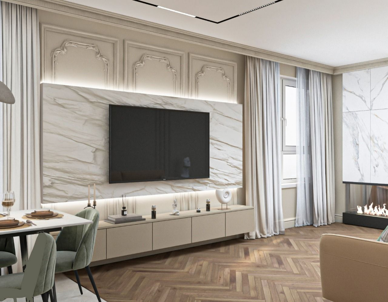 Просторная квартира с гостевой в классическом стиле